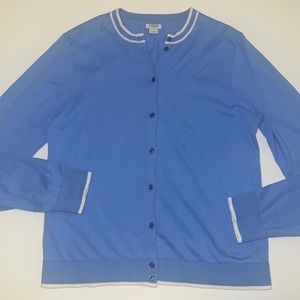 J. Crew Women’s Cardigan Light blue with white trim
